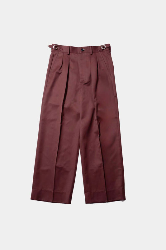 【谷吹】Two intuck wide trousers / Burgundy