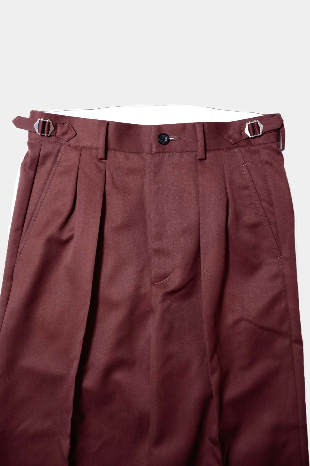 【谷吹】Two intuck wide trousers / Burgundy