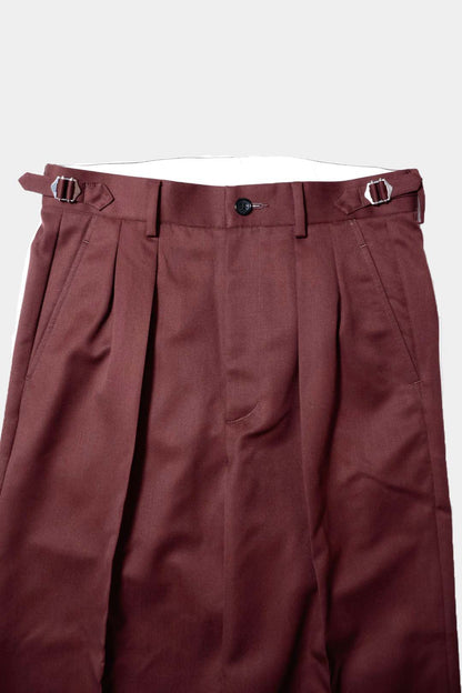 【谷吹】Two intuck wide trousers / Burgundy