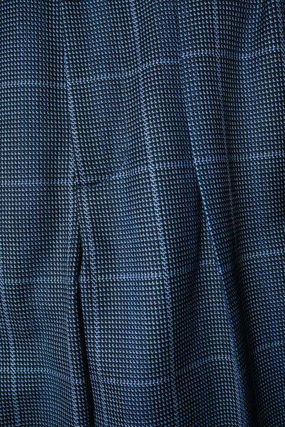 【谷吹】Two intuck wide trousers /　Navy Check /80’s-90’s 「C.D.K. SUPER TEX」