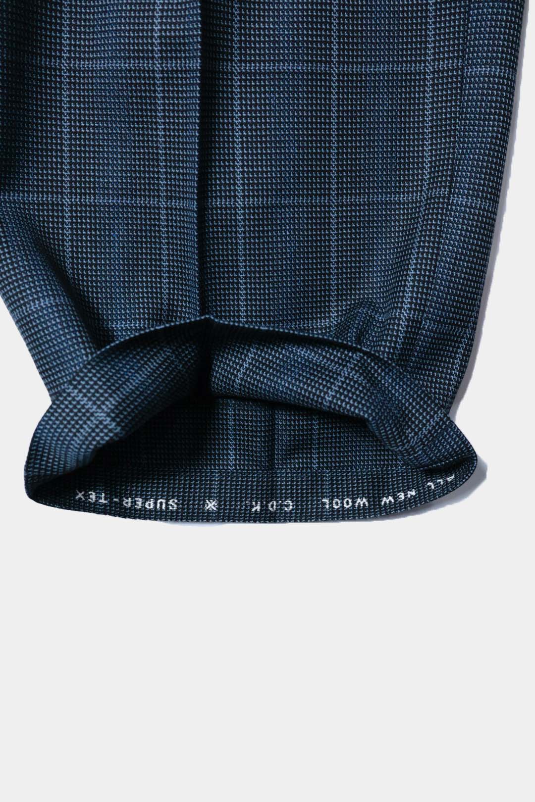 【谷吹】Two intuck wide trousers /　Navy Check /80’s-90’s 「C.D.K. SUPER TEX」