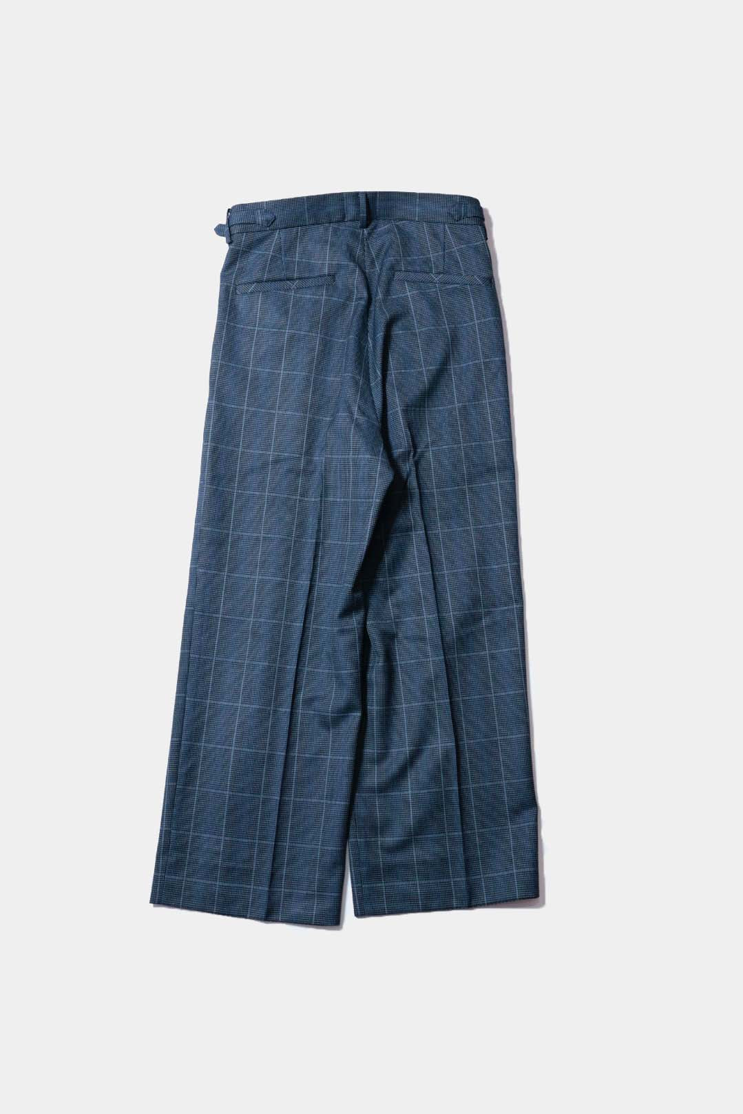 【谷吹】Two intuck wide trousers /　Navy Check /80’s-90’s 「C.D.K. SUPER TEX」