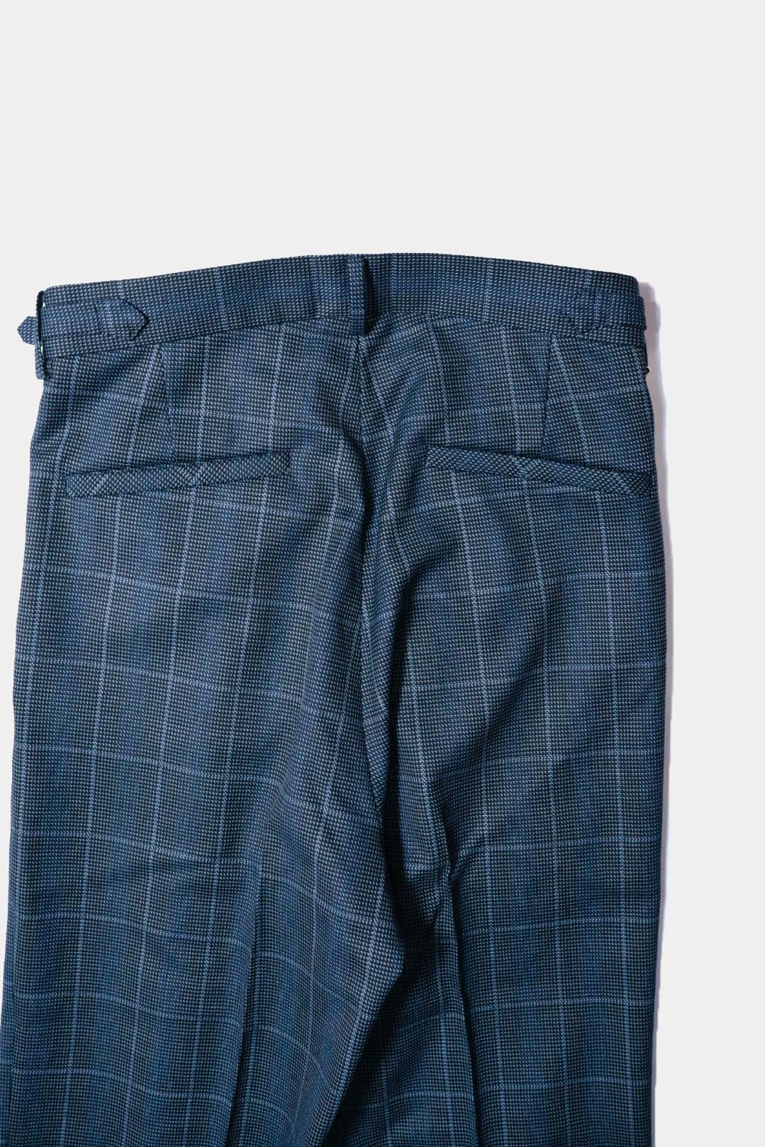 【谷吹】Two intuck wide trousers /　Navy Check /80’s-90’s 「C.D.K. SUPER TEX」