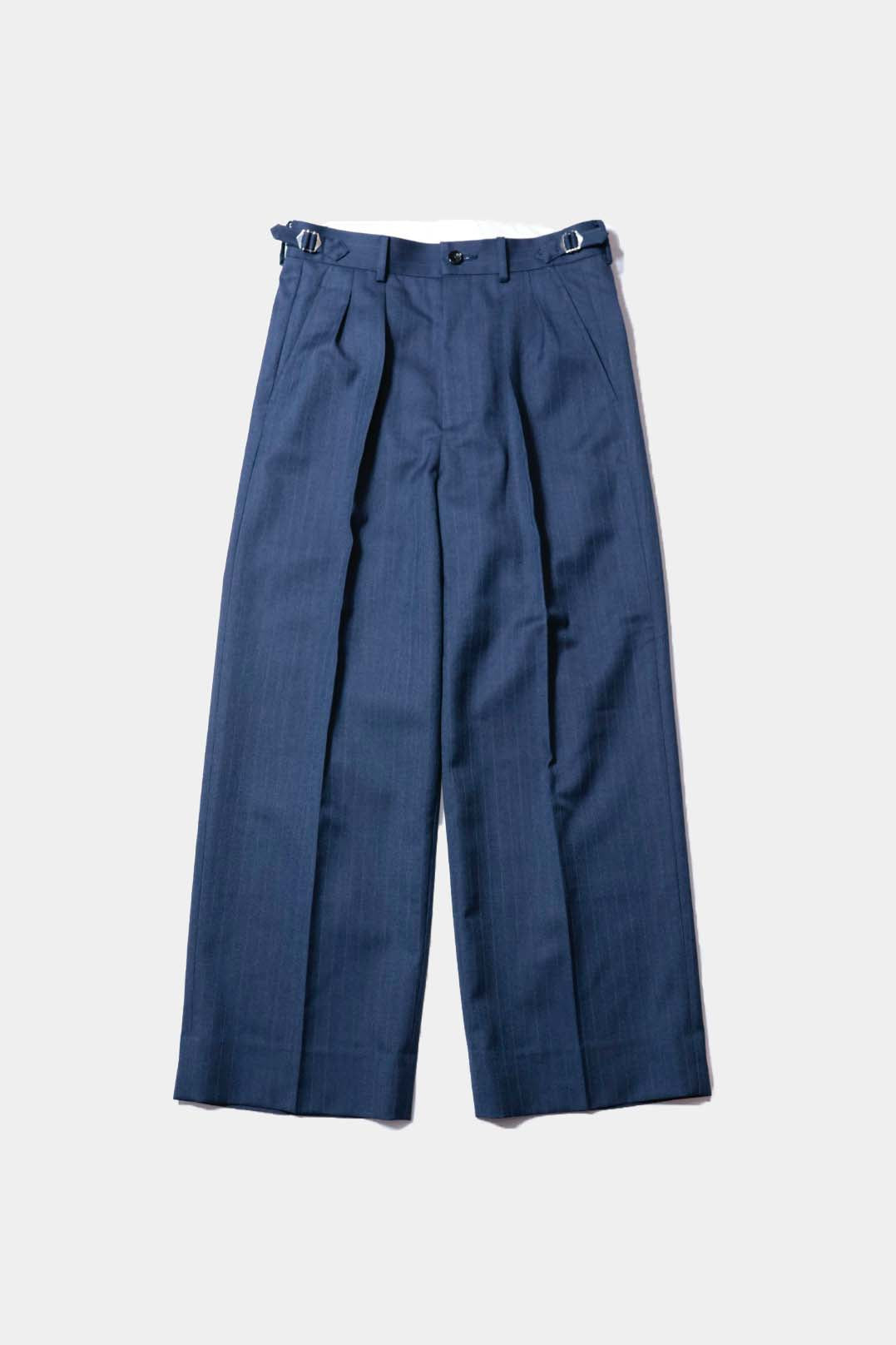 【谷吹】Two intuck wide trousers / Navy Stripe /80's MIYUKI KEORI DELUXE