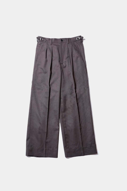 【谷吹】Two intuck wide trousers / Brown / Italian Fabric