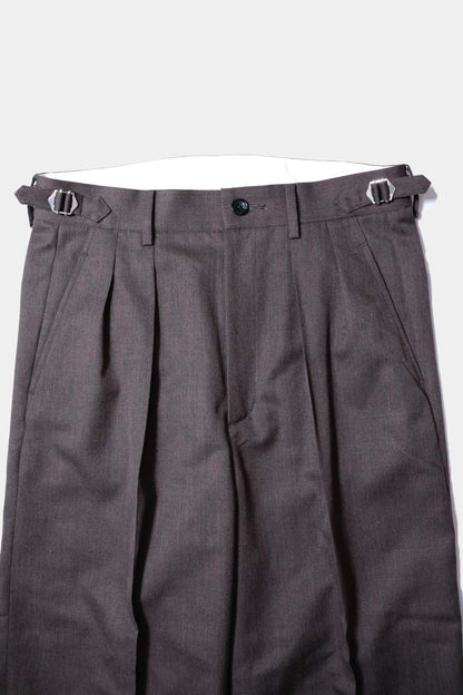 【谷吹】Two intuck wide trousers / Brown / Italian Fabric