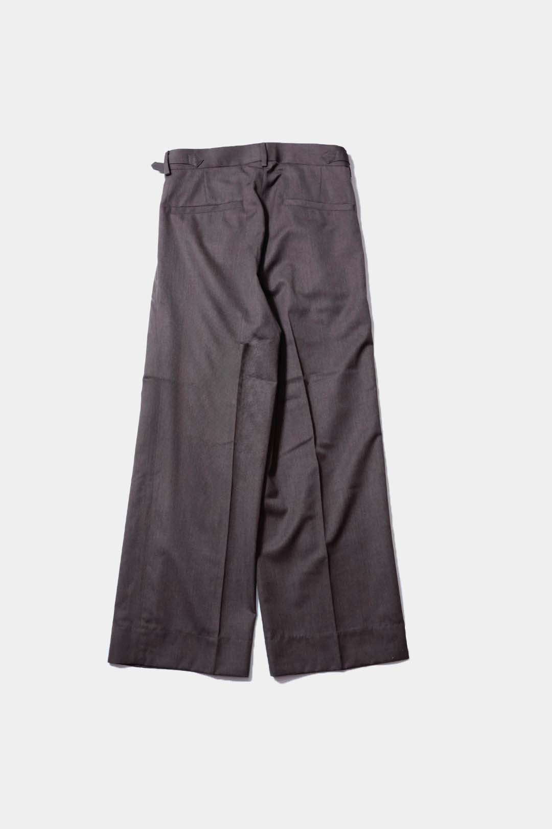 【谷吹】Two intuck wide trousers / Brown / Italian Fabric