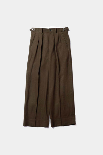 26SS【Tanibuki】Two In-Tuck Wide Trousers -Black- Wool Twill
