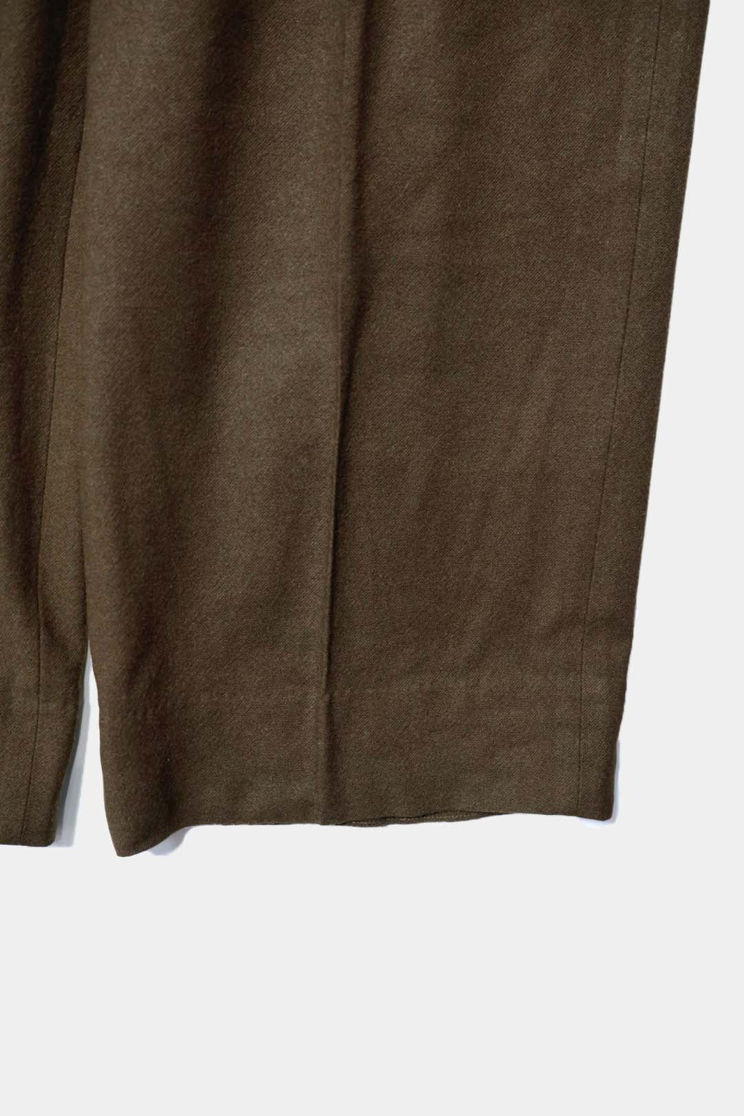 26SS【Tanibuki】Two In-Tuck Wide Trousers -Black- Wool Twill