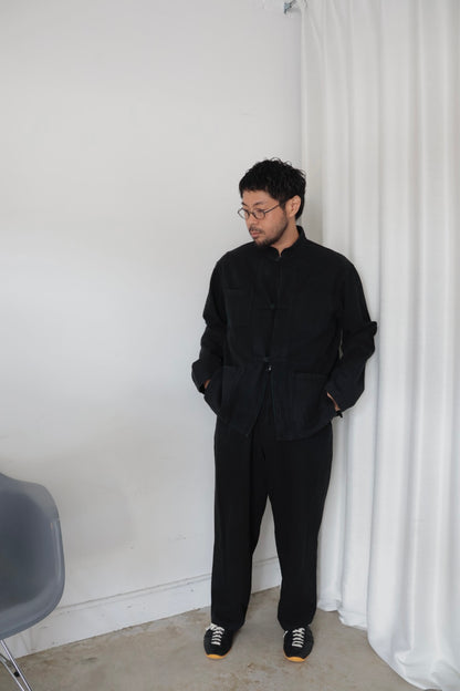 awasa / コットンリネンギャバジン チャイナジャケット