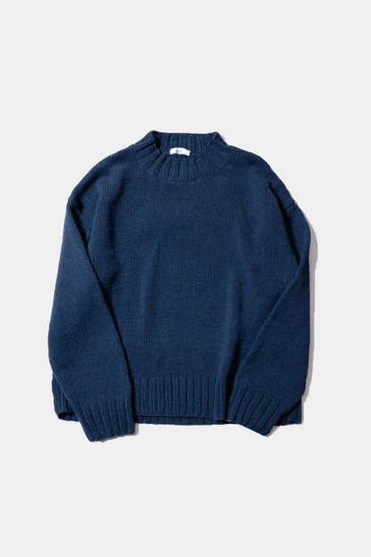 【Cale】 Cotton Hand Knit Pullover / Navy