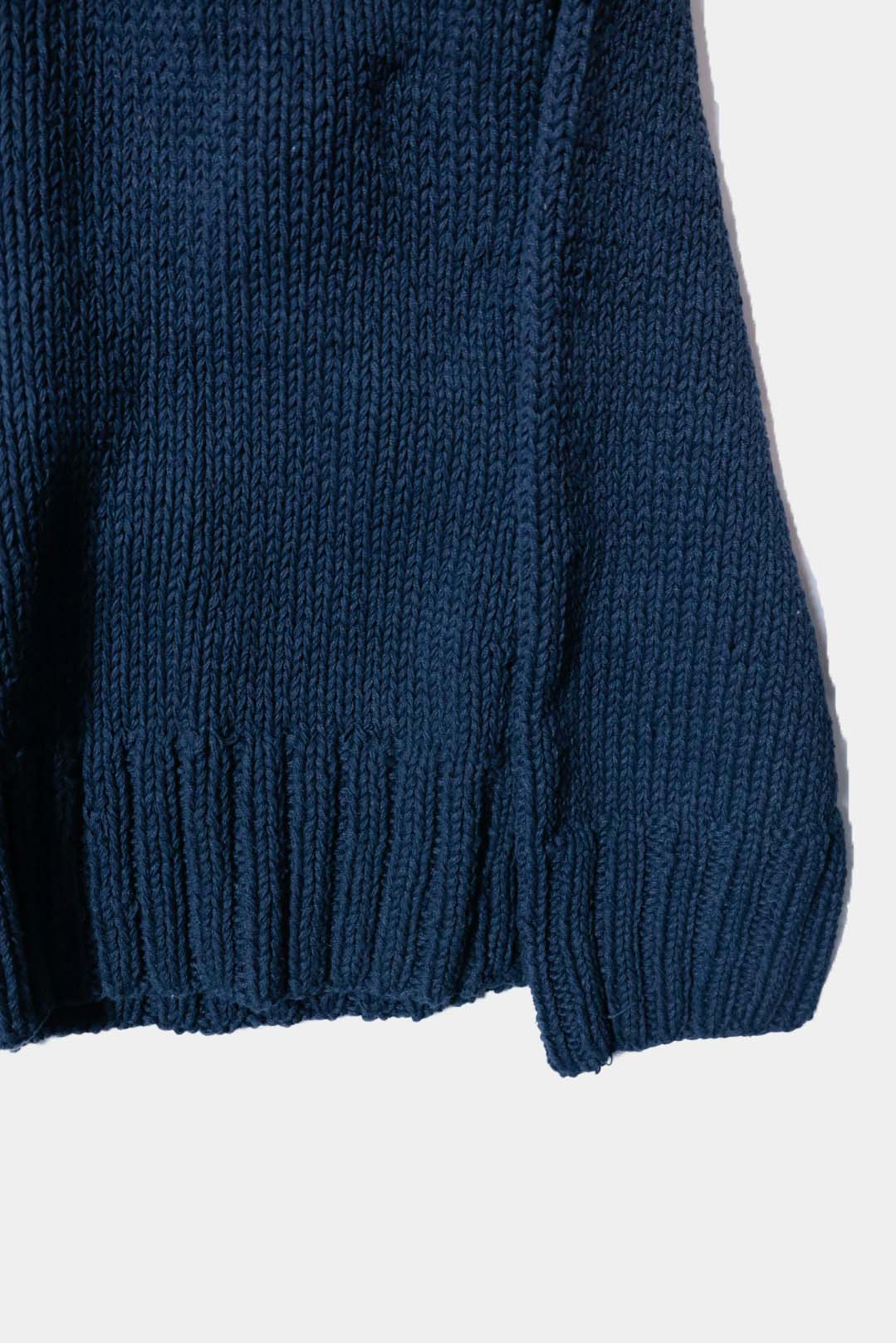 【Cale】 Cotton Hand Knit Pullover / Navy
