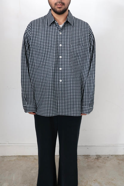 【KANEMASA PHIL.】36G Wool Check Balise Shirt  / BLACK WHITE