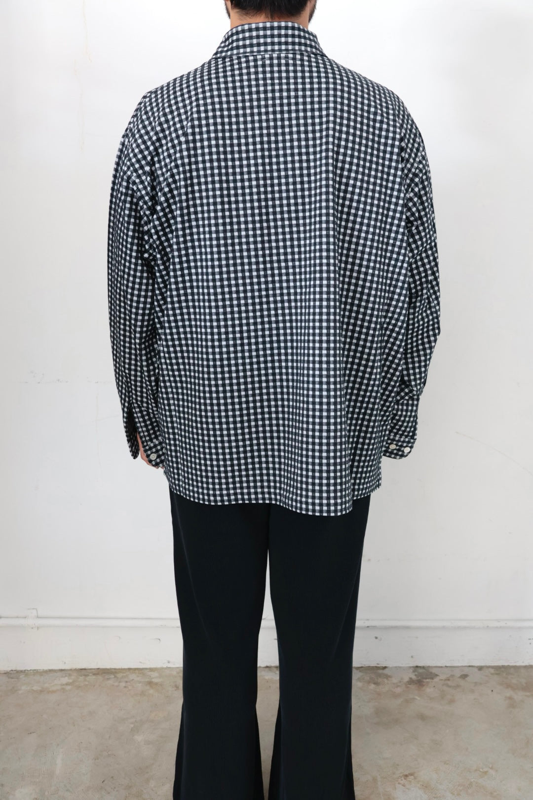 【KANEMASA PHIL.】36G Wool Check Balise Shirt  / BLACK WHITE