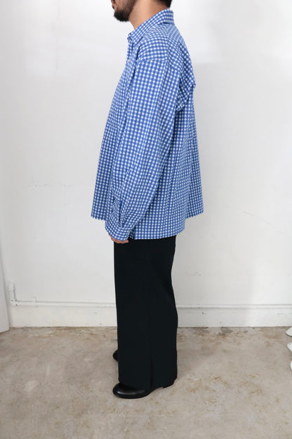 【KANEMASA PHIL.】36G Wool Check Balise Shirt  / BLUE WHITE