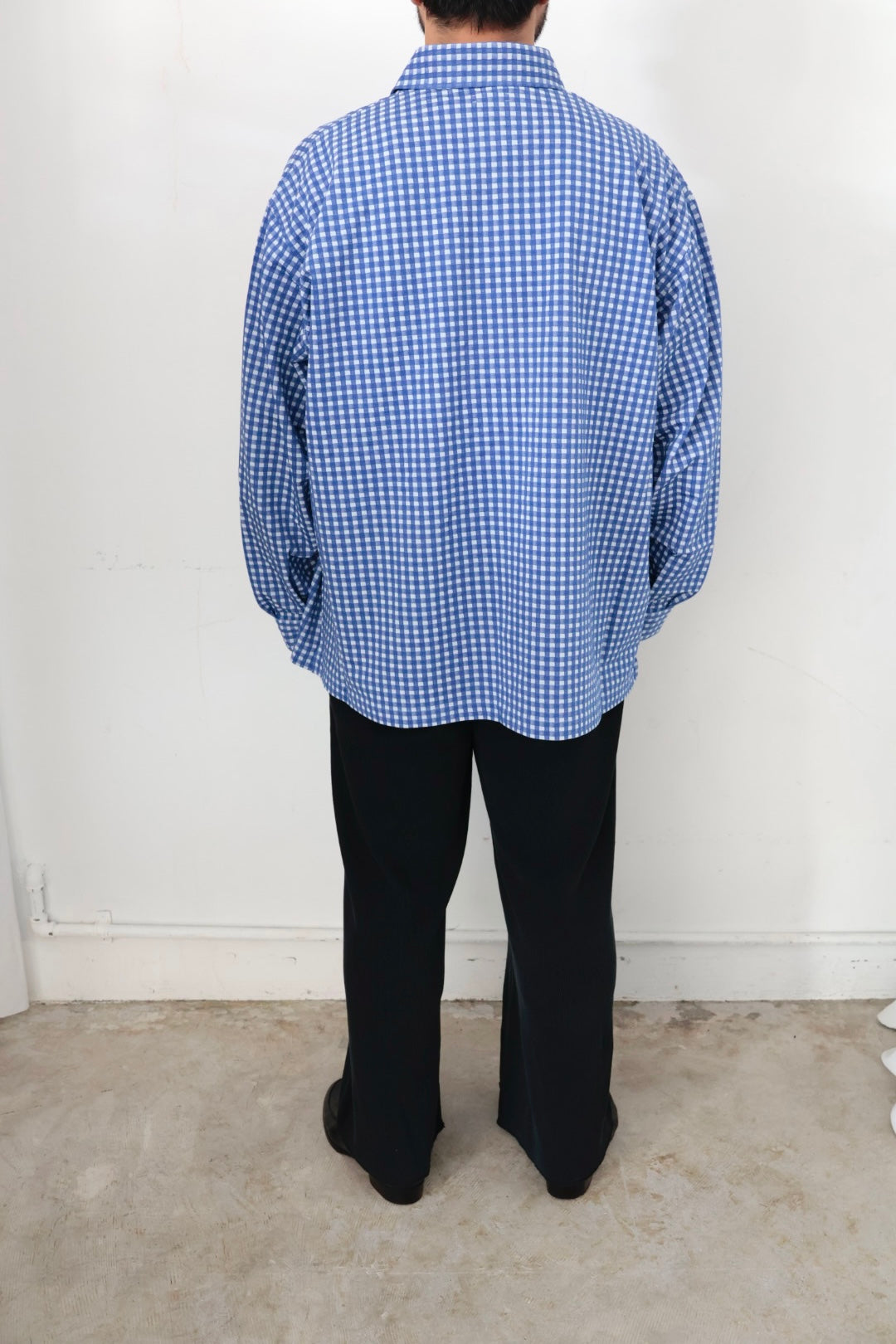 【KANEMASA PHIL.】36G Wool Check Balise Shirt  / BLUE WHITE
