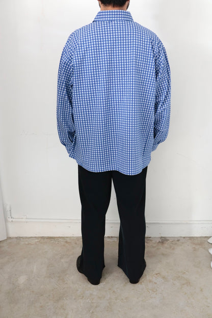 【KANEMASA PHIL.】36G Wool Check Balise Shirt  / BLUE WHITE