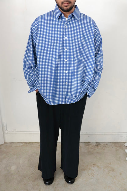 【KANEMASA PHIL.】36G Wool Check Balise Shirt  / BLUE WHITE