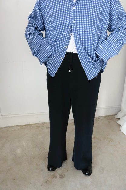 【KANEMASA PHIL. 】18G Waffle Pants / BLACK sulfur dye