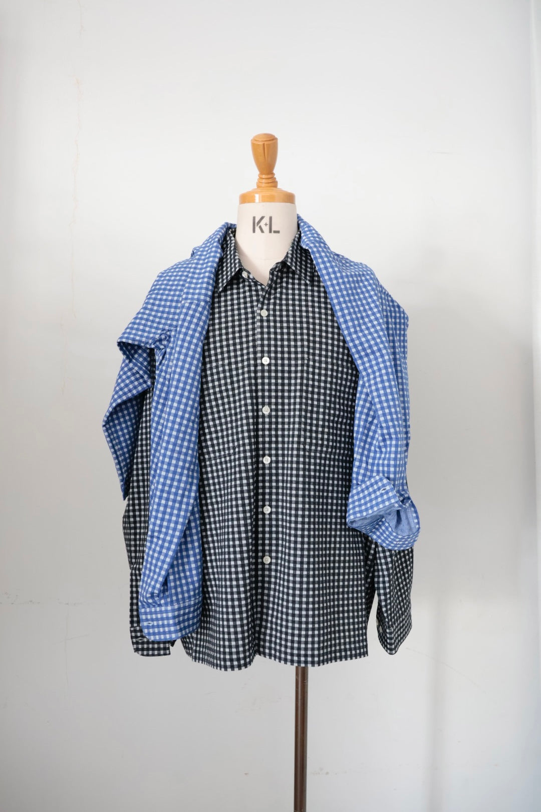 【KANEMASA PHIL.】36G Wool Check Balise Shirt  / BLACK WHITE