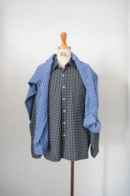 【KANEMASA PHIL.】36G Wool Check Balise Shirt  / BLACK WHITE
