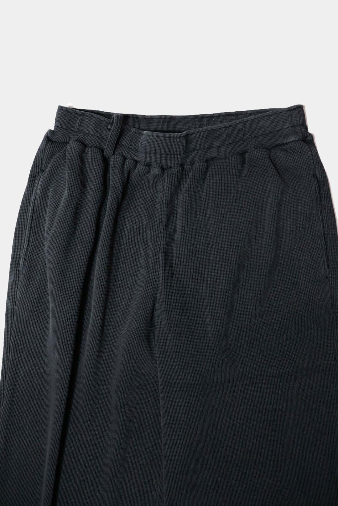 【KANEMASA PHIL. 】18G Waffle Pants / BLACK sulfur dye