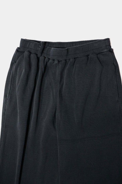 【KANEMASA PHIL. 】18G Waffle Pants / BLACK sulfur dye