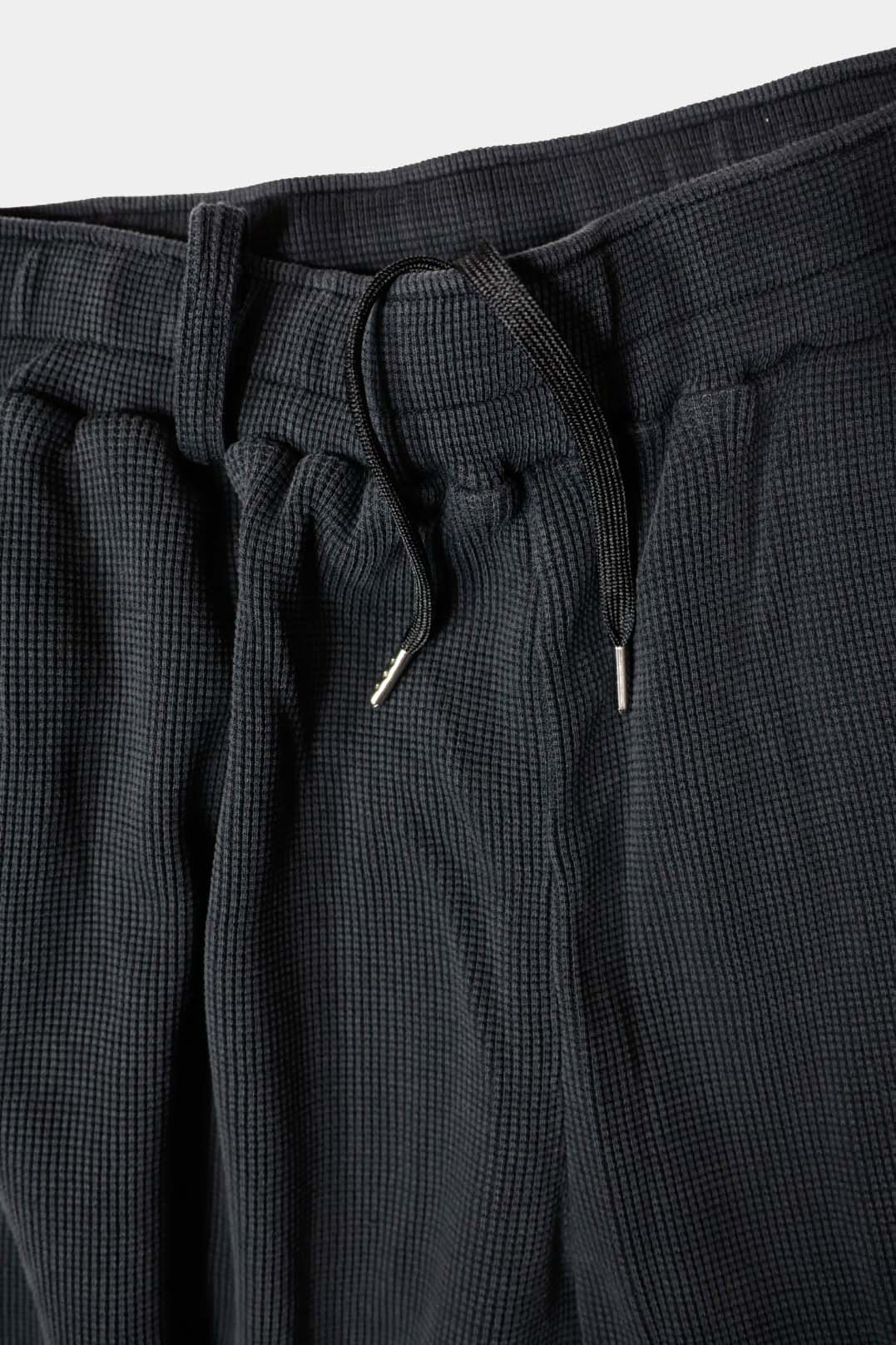 【KANEMASA PHIL. 】18G Waffle Pants / BLACK sulfur dye