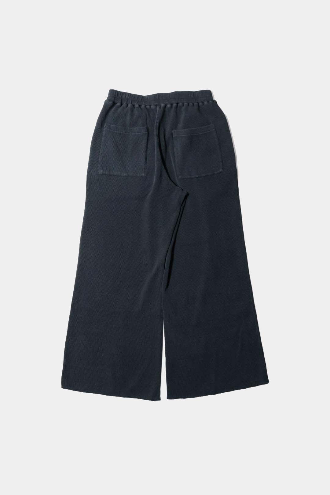 【KANEMASA PHIL. 】18G Waffle Pants / BLACK sulfur dye