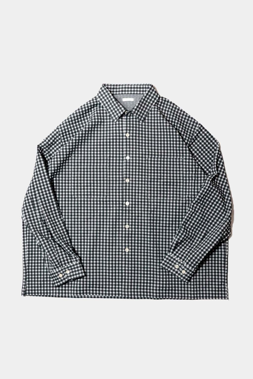 【KANEMASA PHIL.】36G Wool Check Balise Shirt / BLACK WHITE