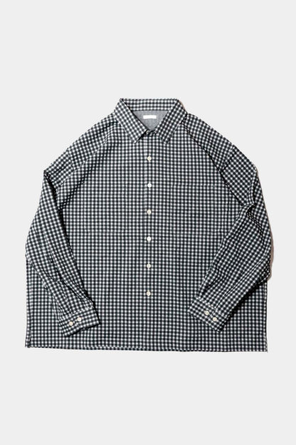 【KANEMASA PHIL.】36G Wool Check Balise Shirt / BLACK WHITE