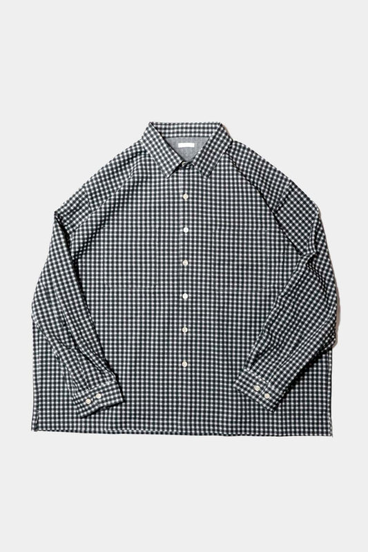 【KANEMASA PHIL.】36G Wool Check Balise Shirt  / BLACK WHITE
