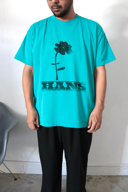 【HANS】FLOWER PRINT T-SHIRT / TURQUOISE