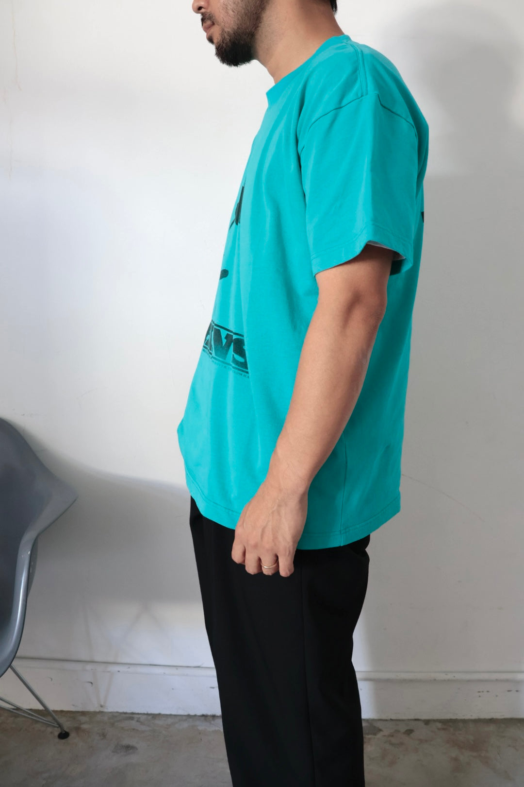 【HANS】FLOWER PRINT T-SHIRT / TURQUOISE