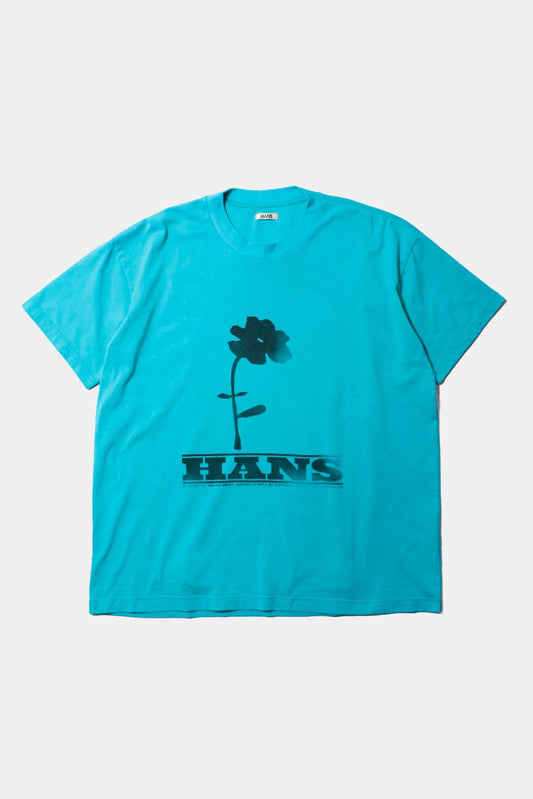 【HANS】FLOWER PRINT T-SHIRT / TURQUOISE