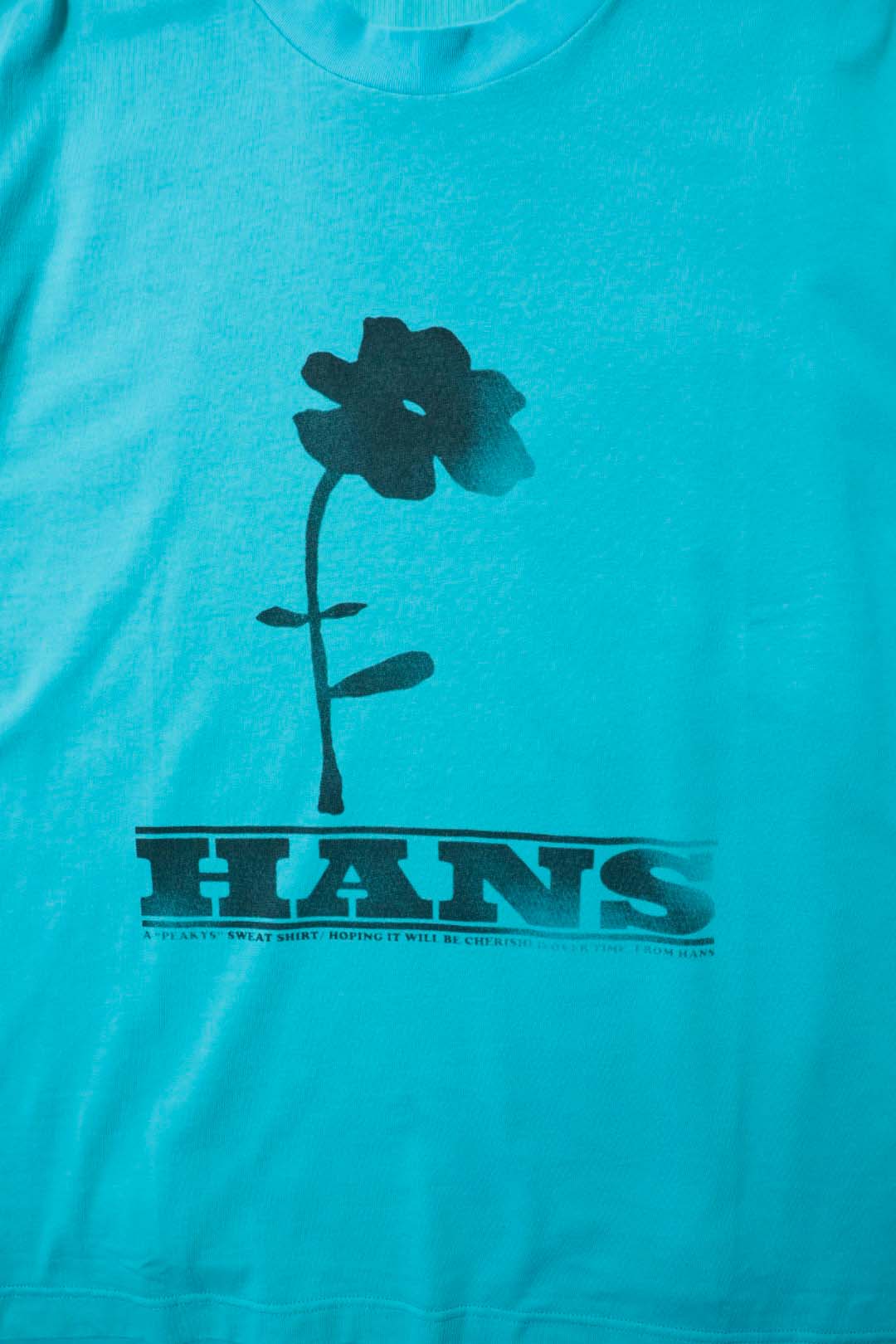 【HANS】FLOWER PRINT T-SHIRT / TURQUOISE