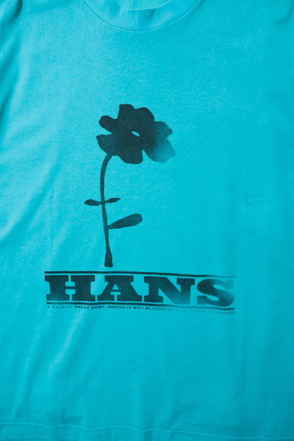 【HANS】FLOWER PRINT T-SHIRT / TURQUOISE