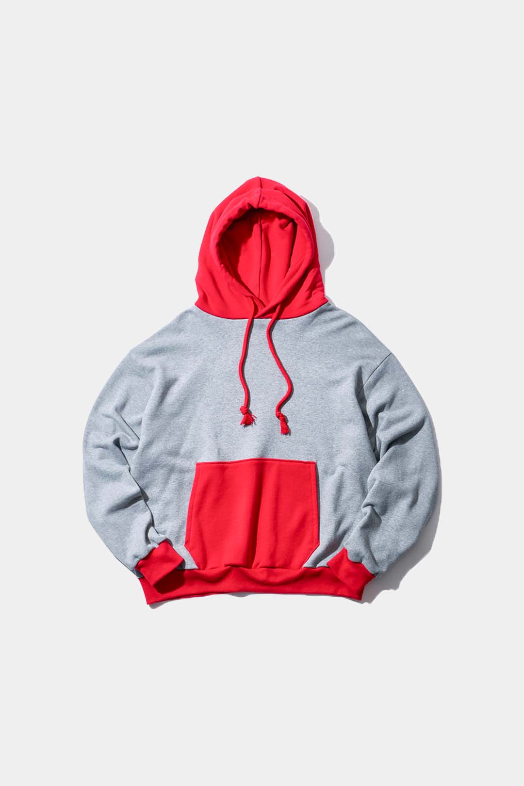 【KOOKY ZOO 】2TONE HOODIE / GRAY × RED