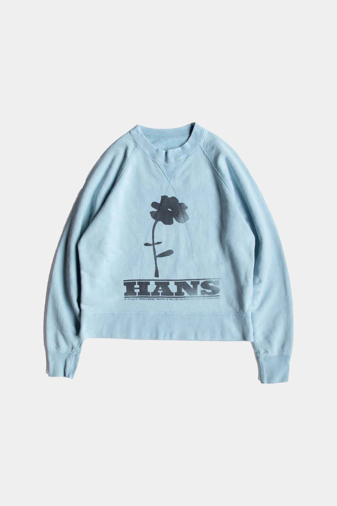 【HANS】FLOWER PRINT SWEAT / BLUE
