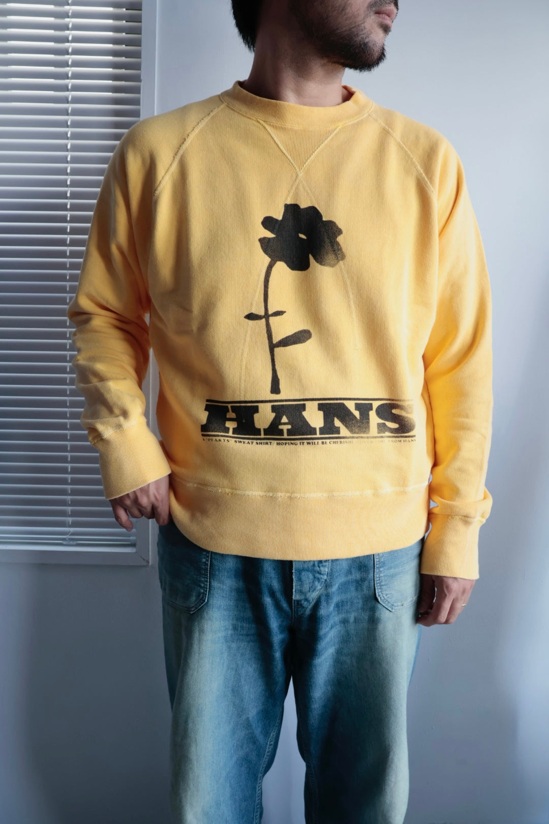 【HANS】FLOWER PRINT SWEAT / YELLOW