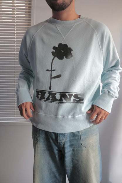 【HANS】FLOWER PRINT SWEAT / BLUE