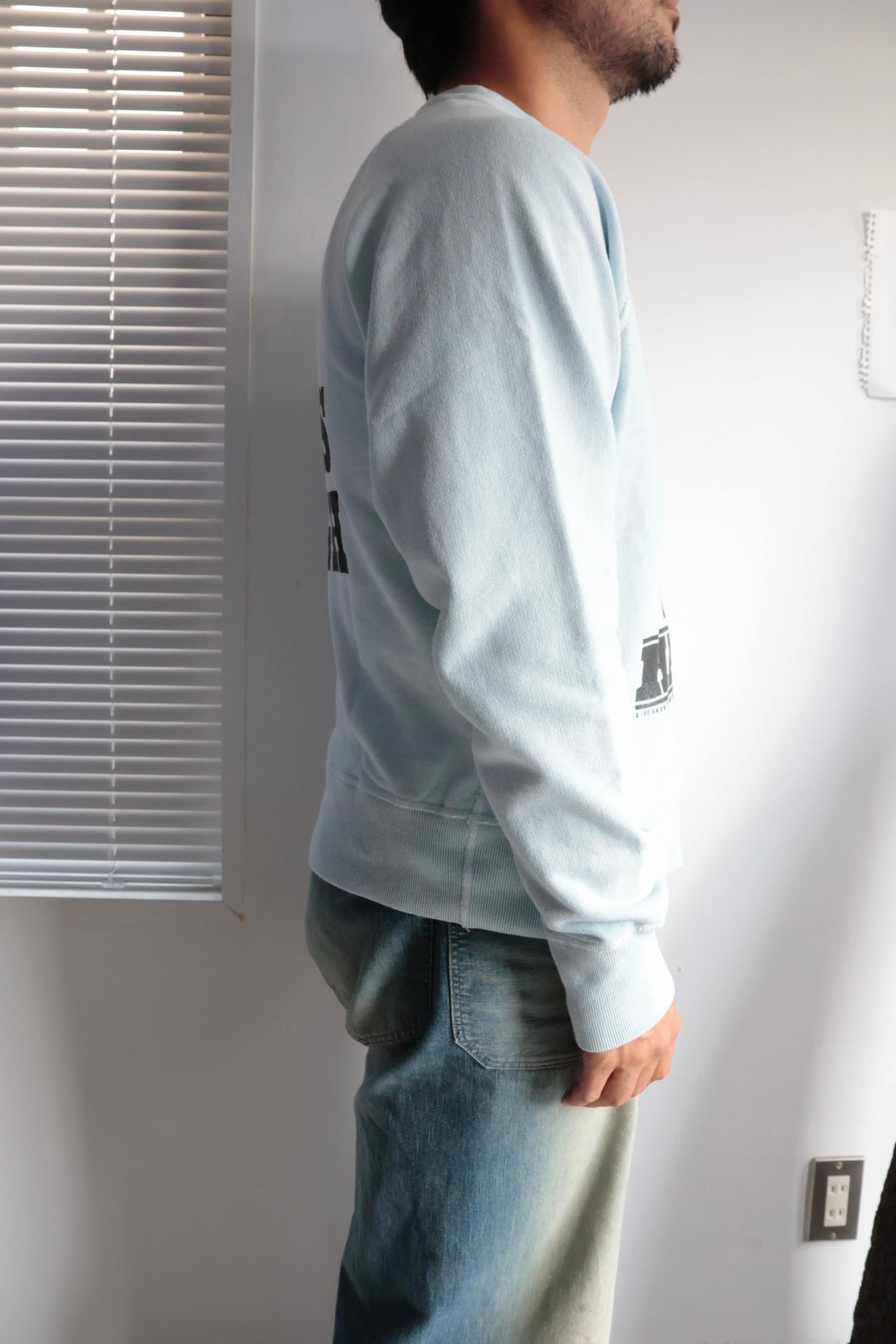 【HANS】FLOWER PRINT SWEAT / BLUE