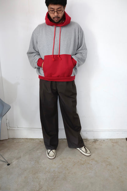 【KOOKY ZOO 】2TONE HOODIE / GRAY × RED