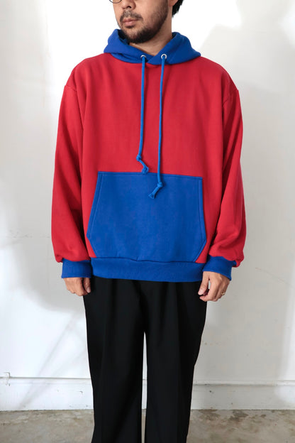 【KOOKY ZOO 】2TONE HOODIE / RED × BLUE