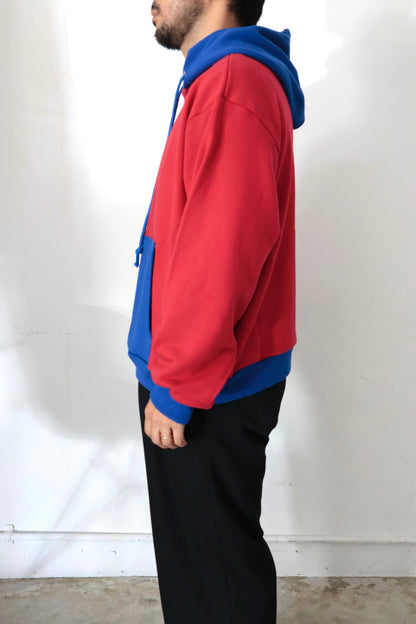 【KOOKY ZOO 】2TONE HOODIE / RED × BLUE