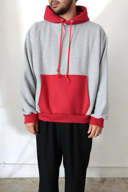 【KOOKY ZOO 】2TONE HOODIE / GRAY × RED