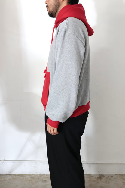 【KOOKY ZOO 】2TONE HOODIE / GRAY × RED