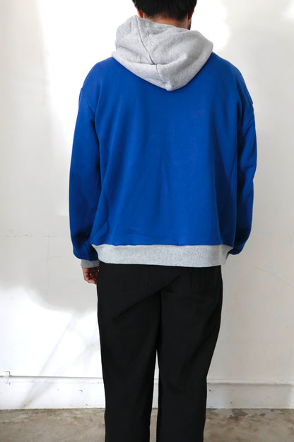 【KOOKY ZOO 】2TONE HOODIE / BLUE × GRAY
