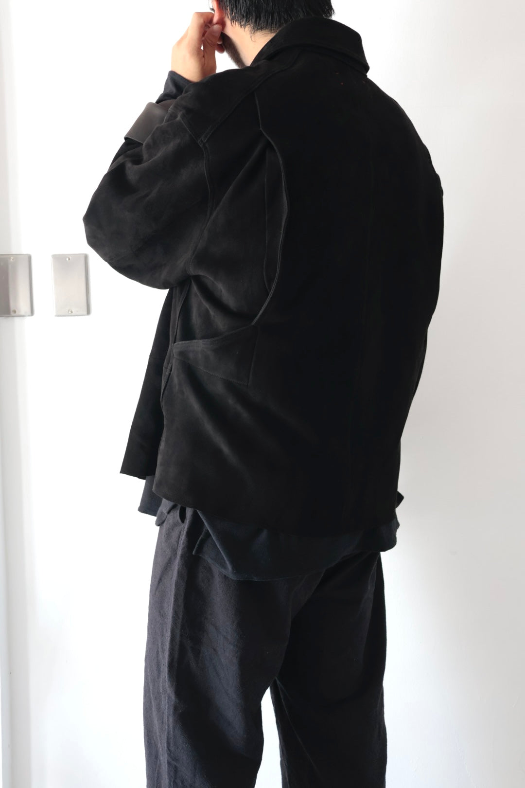 [barbell object] Leather jacket / black
