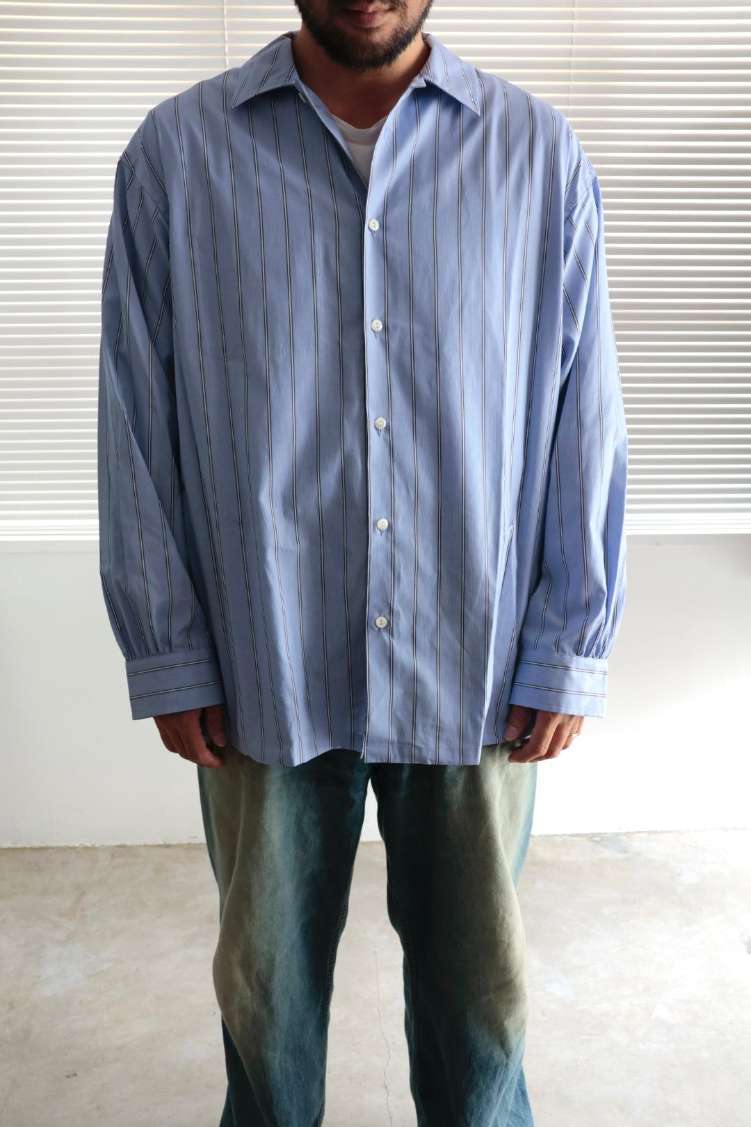 【Urig】STRIPE SIDE HIDE POCKET SHIRT LS